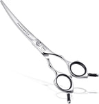 HASHIMOTO dog grooming scissors front view of 6.5 inch curved blade shears for pets