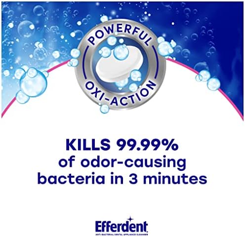 Efferdent complete clean dental appliance cleanser box showing 3 minute action