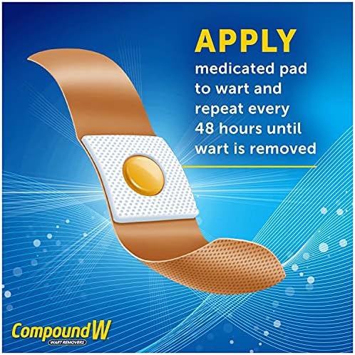 Individual medicated wart removal strips showcasing the cushioned center and adhesive edges.