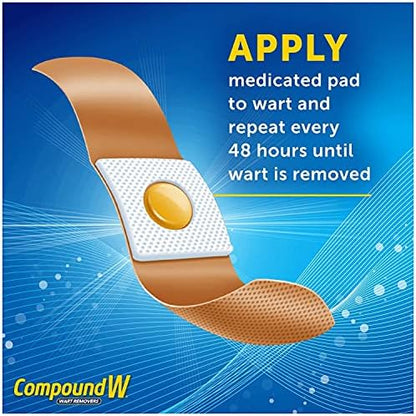 Individual medicated wart removal strips showcasing the cushioned center and adhesive edges.