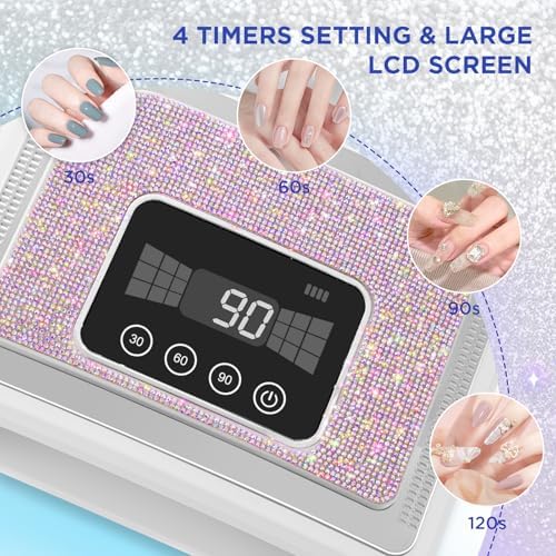 Aedavey rechargeable nail dryer with digital LCD display