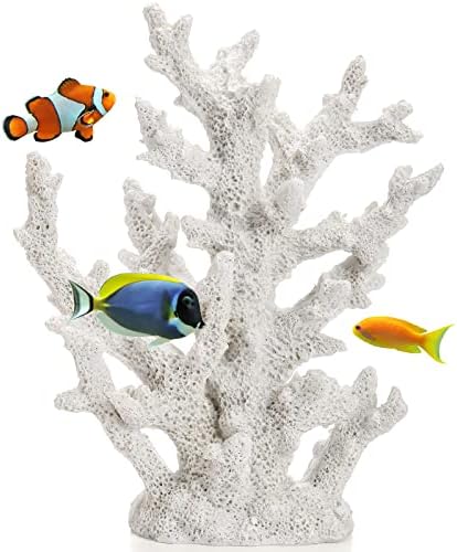 TOPZEA faux marine reef resin sculpture styled on a modern coastal living room shelf.