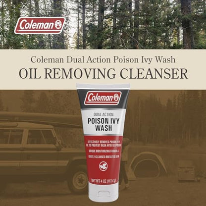 Back label of Coleman Poison Ivy Wash with detailed usage instructions.