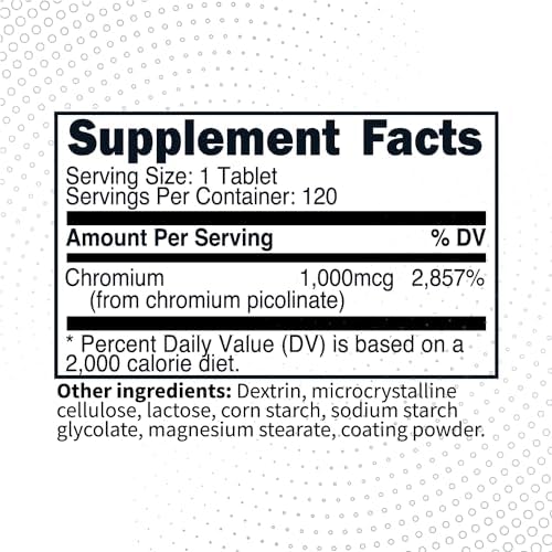 Type Zero chromium picolinate dietary supplement tablets showing non GMO label