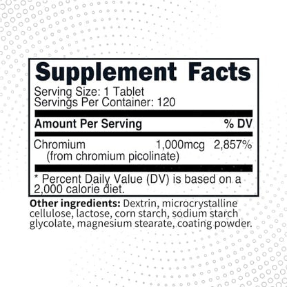 Type Zero chromium picolinate dietary supplement tablets showing non GMO label