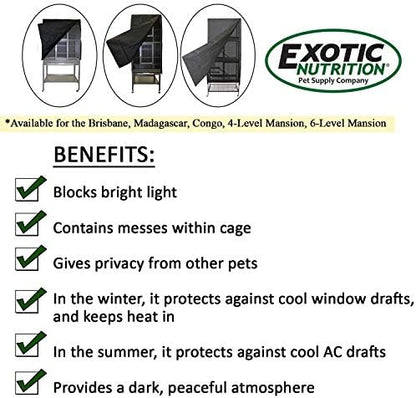 Light blocking exotic pet cage accessory showcasing secure side fasteners.