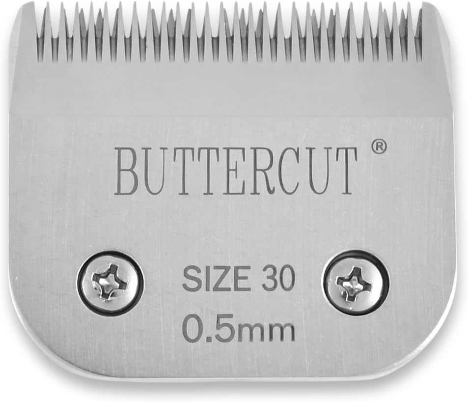 High carbon steel dog clipper blades set by Geib highlighting the premium rust resistant finish.