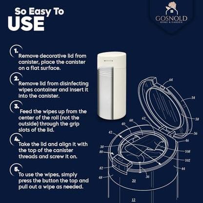 Top view of cream wet wipes dispenser lid for office and home