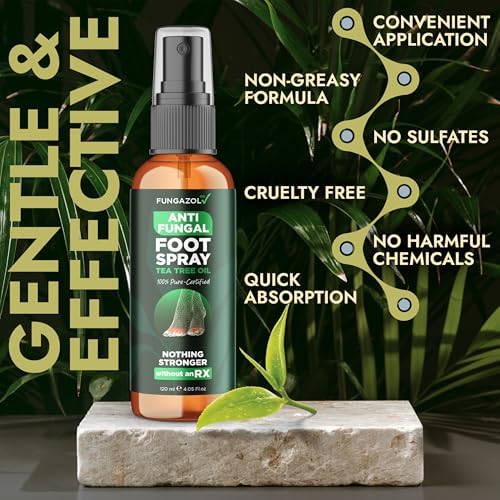Terramed foot spray bottle showing 120ml size and tea tree ingredients