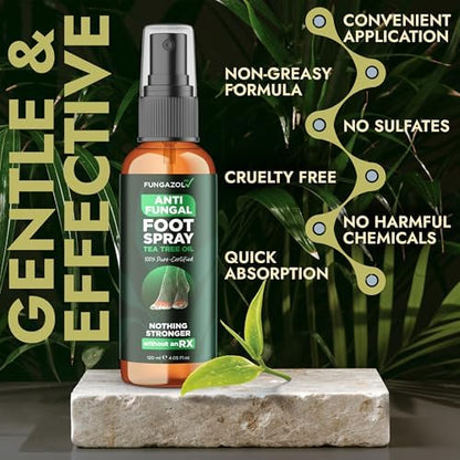 Terramed foot spray bottle showing 120ml size and tea tree ingredients