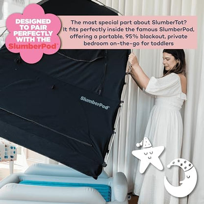 SlumberPod SlumberTot portable toddler travel bed packed compactly for family vacation transit.