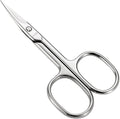 LIVINGO premium manicure scissors front view displaying the stainless steel curved blade