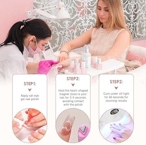 Hand holding 3-in-1 magnetic nail art pen during application