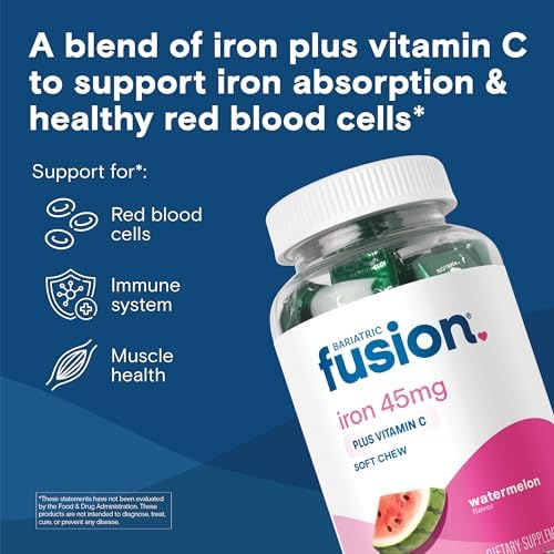 Bariatric Fusion chewable iron with vitamin C supplement facts panel details