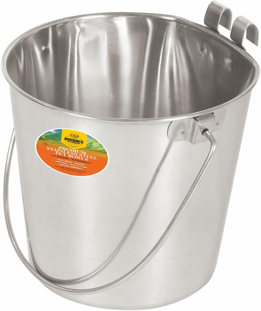 Stainless steel bucket for dog crate or cat cage