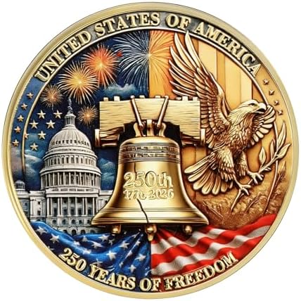 Touzanious 1776 to 2026 challenge coin reverse side depicting the declaration of independence signing