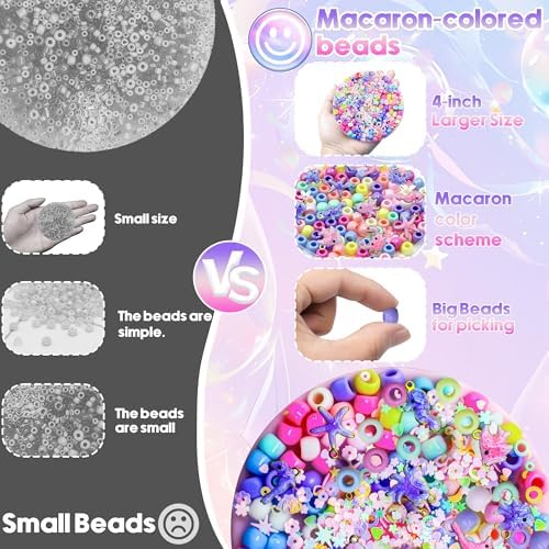 The aeloer picky pad showcased alongside handmade DIY bracelets created from the collected macaron colored beads.