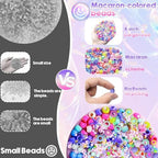 The aeloer picky pad showcased alongside handmade DIY bracelets created from the collected macaron colored beads.
