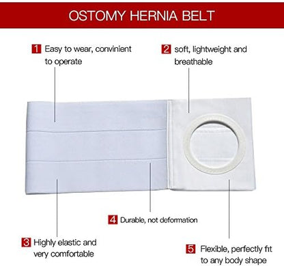 Close up view of the adjustable medical stoma binder brace highlighting the breathable moisture wicking cotton structure
