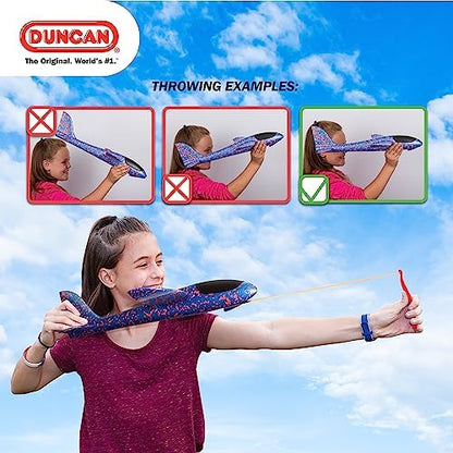 Premium imported Duncan X19 outdoor toy glider flying in midday sky