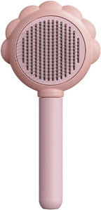 Self-cleaning slicker pet brush with retracted bristles for easy hair removal