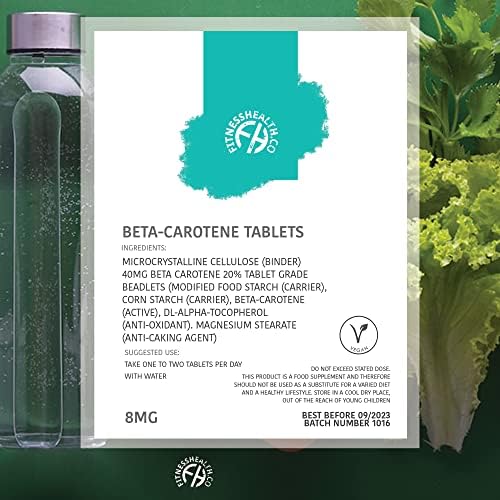 Fitness Health pure source beta carotene skin health supplement ingredient details.