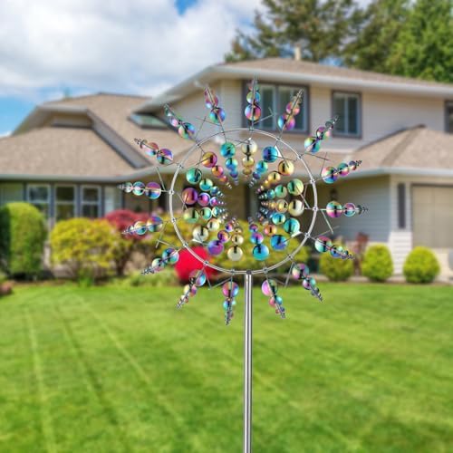 Reyife wind spinner installed in green lawn grass