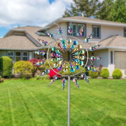 Reyife wind spinner installed in green lawn grass