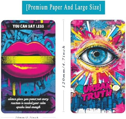 Sishui Urban Truth Oracle cards laid out flat showing raw street art graffiti illustrations