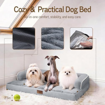 Comfort Expression Extra Large Dog Bed Orthopedic - XL Washable Pet Bed for Big Dog Waterproof Pet Couch Memory Foam Sofa Bolster with Removable Cover - 42 x 30 - Image 5