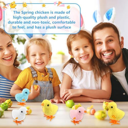 Twenty piece pack of cagemoga clockwork spring action plush chicks