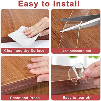 High transparency corner safety bumper on modern wooden furniture