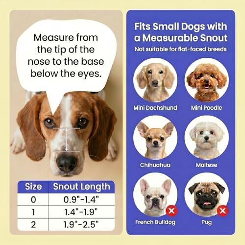 Breathable mesh pet muzzle allowing a small puppy to pant.