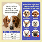 Breathable mesh pet muzzle allowing a small puppy to pant.
