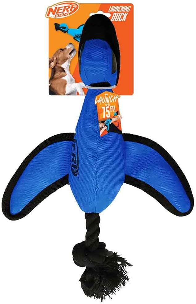 Nerf Dog 16.5in Nylon Ultraplush Crinkle Wing Launching Duck Dog Toy - Green/Light Blue - Image 10