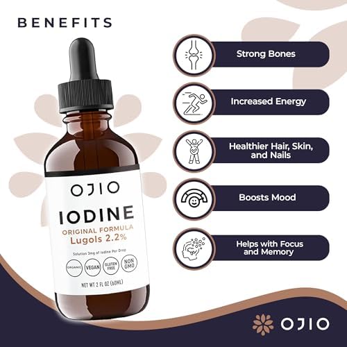 Ojio Lugols Iodine Solution liquid drops dropper closeup demonstrating accurate serving measurement