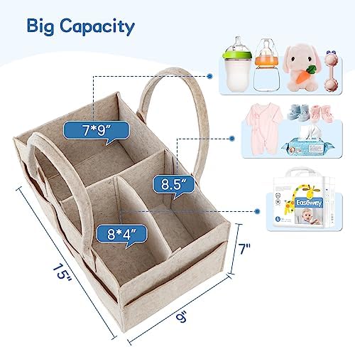 Maliton felt diaper caddy with adjustable internal dividers shown