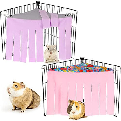 Shappy 2 Pcs Guinea Pig Hideout Hideaway Corner Fleece Toys Cage Accessories Cute Ferret Hammock for Ferrets Chinchillas Hedgehogs Small Pets(Grey with Pink, Grey with Purple, Heart-Shape) - Image 2