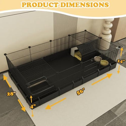 Xymoso DIY Guinea Pig Cages with Waterproof Canvas Bottom,16 Panels Small Animal Cage Pet Playpen with Door for Bunny Turtle Hedgehog,Indoor Metal Wire Yard Fence Outdoor - Image 4