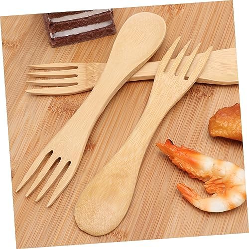 Top view of cartoon design wooden utensils