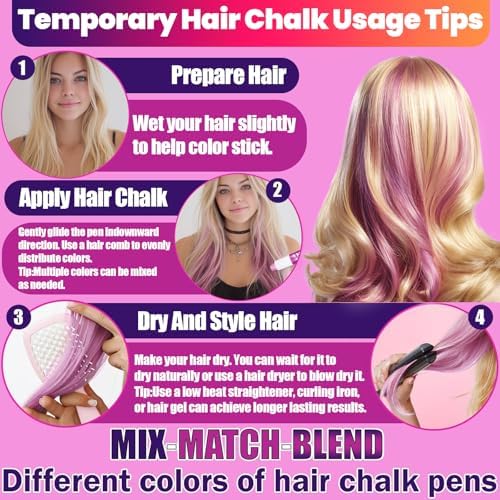 Washable temporary hair color sticks for festival and cosplay