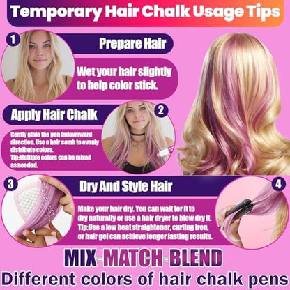 Washable temporary hair color sticks for festival and cosplay