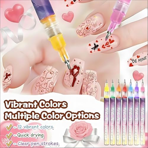 Waterproof nail art marker set for gel and acrylic nails