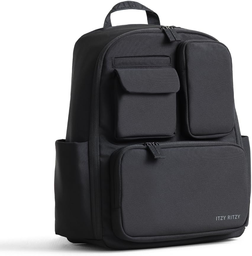Itzy Ritzy Belong Utility Diaper Bag Backpack front view in black