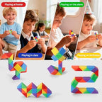 Compact stress relief snake cubes arranged in geometric ball forms