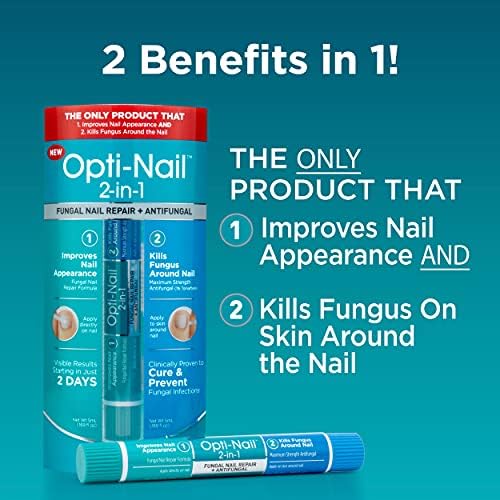 Opti-Nail before and after infographic showing nail brightening results.