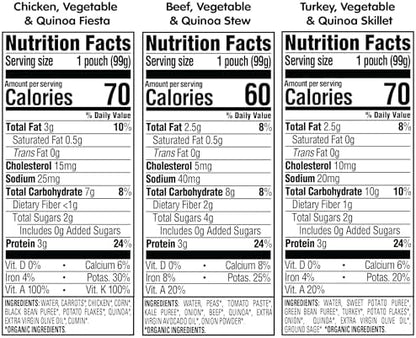 Happy Baby organic meat and vegetable puree pouch nutritional details