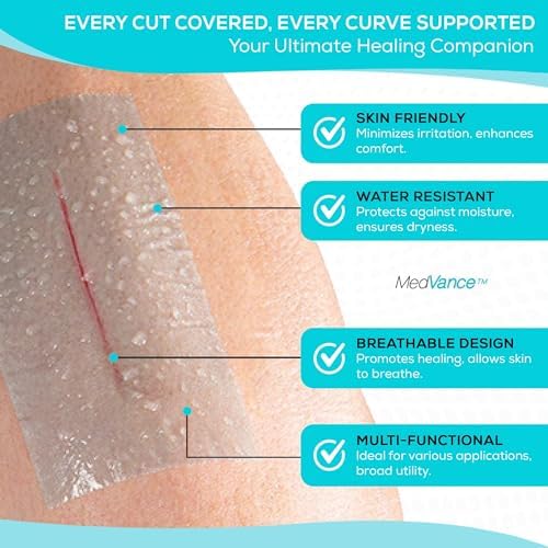 Waterproof MedVance silicone tape package showing medical grade wound care specifications.