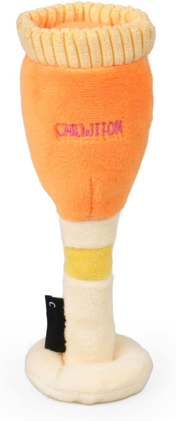 CHEWFFON Dog Toy, Squeaky Dog Toys for Boredom, Plush Pet Present Chew Toy for All Breeds Dogs, Pink Champagne Shape Interactive Puppy Toys for Birthday Stimulating Gifts - Image 11