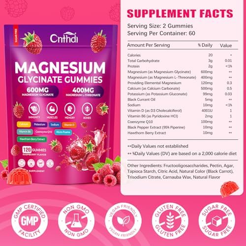 Cnfhdi sugar-free magnesium glycinate gummy supplement pouch